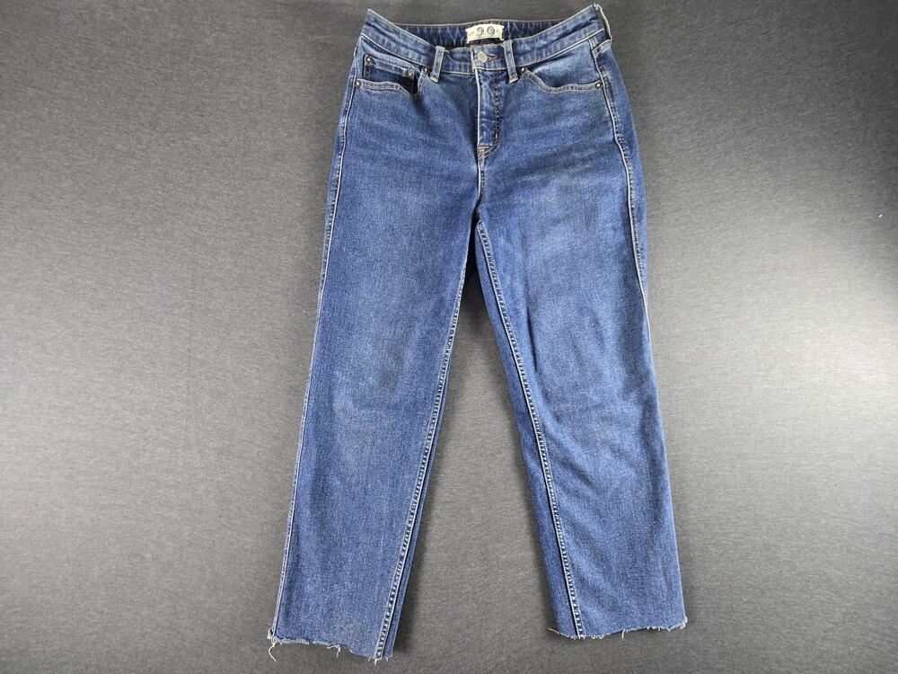 We The Free Jeans Womens 29 Blue Mid Rise Straight Raw Hem Cropped Ankle Denim